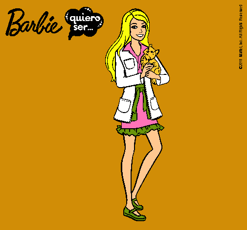 Dibujo Barbie con un gatito pintado por zunibel