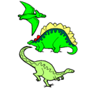 Dibujo Tres clases de dinosaurios pintado por sdssdgs