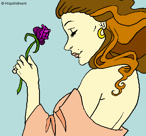 Dibujo Princesa con una rosa pintado por franco-tomas