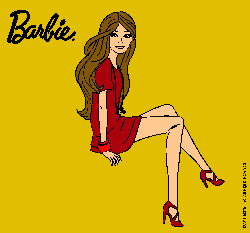 Dibujo Barbie sentada pintado por virgini