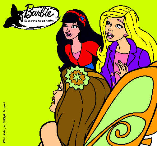 Dibujo Barbie y sus amigas sorprendidas pintado por princesa12