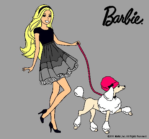 Dibujo Barbie paseando a su mascota pintado por sofi007