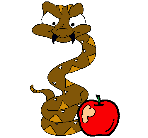 Dibujo Serpiente y manzana pintado por almuerzo
