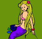 Dibujo Sirena con caracola pintado por sary
