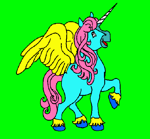 Dibujo Unicornio con alas pintado por kity