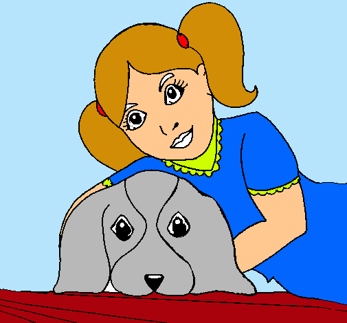 Dibujo Niña abrazando a su perro pintado por hellen