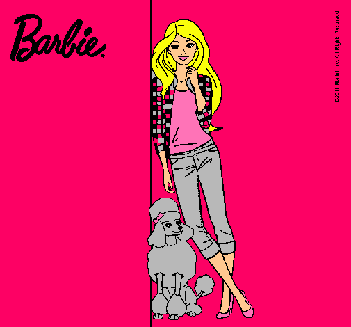 Dibujo Barbie con cazadora de cuadros pintado por lareina