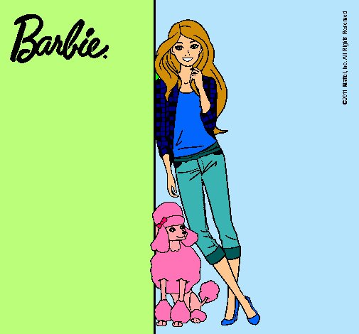 Dibujo Barbie con cazadora de cuadros pintado por Wicky434