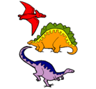 Dibujo Tres clases de dinosaurios pintado por jumiloserlus