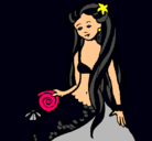 Dibujo Sirena con caracola pintado por lisset
