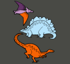 Dibujo Tres clases de dinosaurios pintado por khjyiuiu