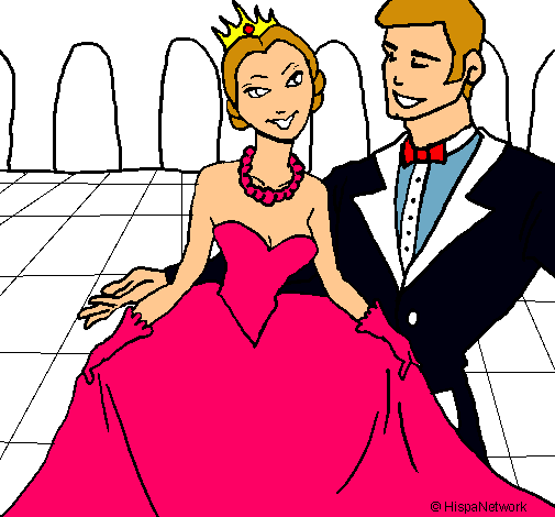Dibujo Princesa y príncipe en el baile pintado por lulis2011