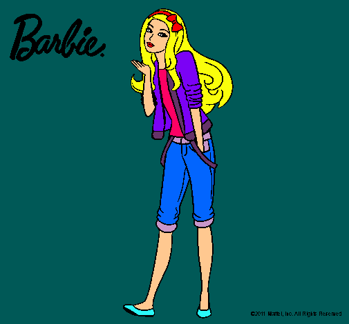 Dibujo Barbie con look casual pintado por nnee011