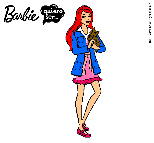 Dibujo Barbie con un gatito pintado por Sarit28 