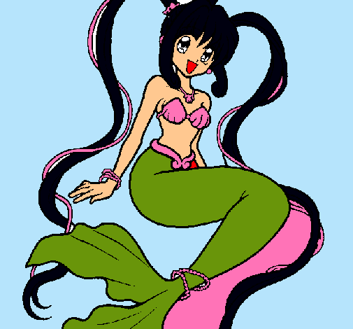 Dibujo Sirena con perlas pintado por Amadix