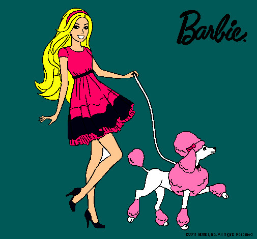 Dibujo Barbie paseando a su mascota pintado por JuliethAnd