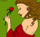Dibujo Princesa con una rosa pintado por Kougra_sa_8