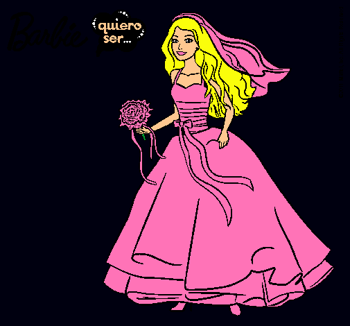 Dibujo Barbie vestida de novia pintado por amalia