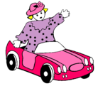 Dibujo Muñeca en coche descapotable pintado por carroooooooo