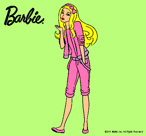 Dibujo Barbie con look casual pintado por Martina100