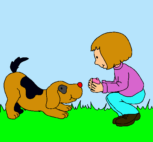 Dibujo Niña y perro jugando pintado por srtashiqqa