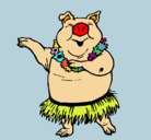 Dibujo Cerdo hawaiano pintado por tizon
