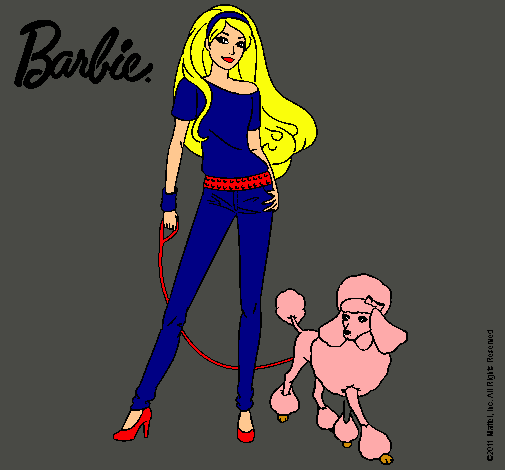 Dibujo Barbie con look moderno pintado por amalia