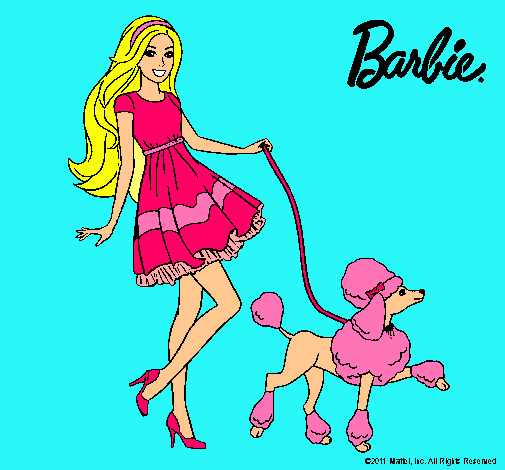 Dibujo Barbie paseando a su mascota pintado por rania