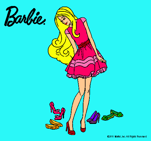 Dibujo Barbie y su colección de zapatos pintado por ashleyp