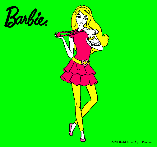 Dibujo Barbie y su mascota pintado por alison_