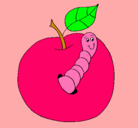 Dibujo Manzana con gusano pintado por anto1018