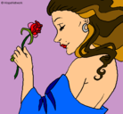 Dibujo Princesa con una rosa pintado por pekita