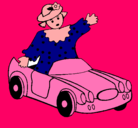 Dibujo Muñeca en coche descapotable pintado por fracesca