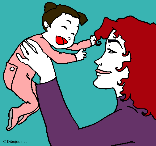 Dibujo Madre con su bebe pintado por grachi