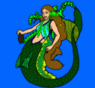 Dibujo Sirena con larga melena pintado por pekita