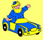 Dibujo Muñeca en coche descapotable pintado por herny
