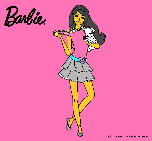 Dibujo Barbie y su mascota pintado por pcofrades