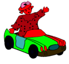 Dibujo Muñeca en coche descapotable pintado por amaro
