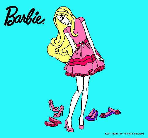 Dibujo Barbie y su colección de zapatos pintado por alison_