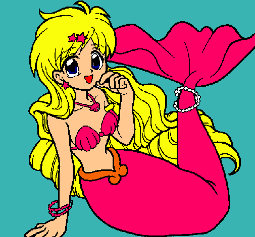 Dibujo Sirena pintado por princesa-9
