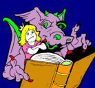 Dibujo Dragón, chica y libro pintado por Malejaz520