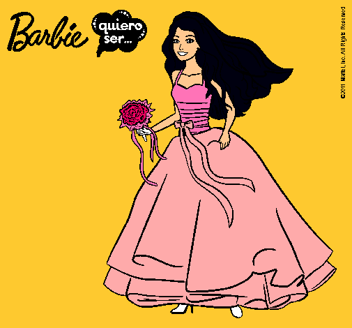 Dibujo Barbie vestida de novia pintado por lizzeth