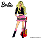 Dibujo Barbie rockera pintado por roquera