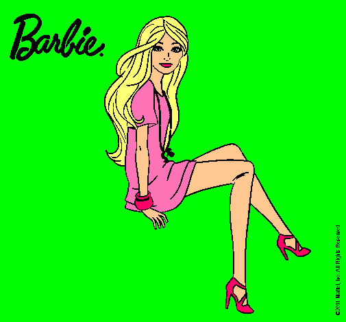 Dibujo Barbie sentada pintado por caterin5678