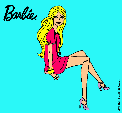 Dibujo Barbie sentada pintado por rania