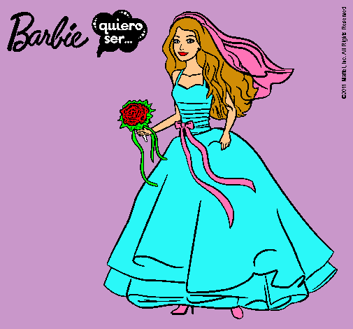 Dibujo Barbie vestida de novia pintado por Cacahuete