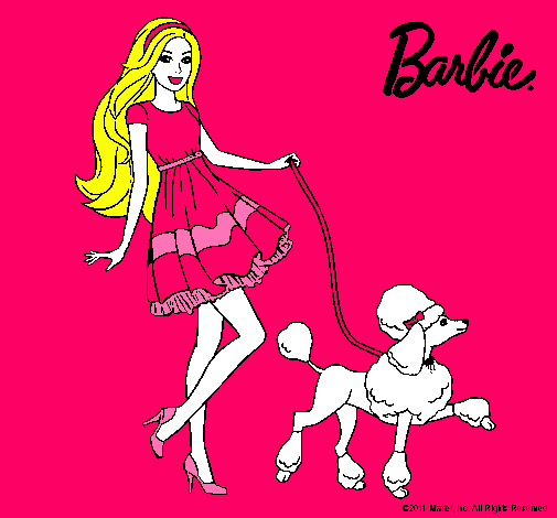 Dibujo Barbie paseando a su mascota pintado por alison_