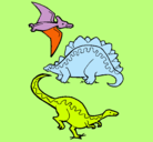 Dibujo Tres clases de dinosaurios pintado por swesawasw