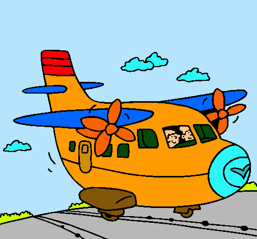 Dibujo Avión despegando pintado por nach