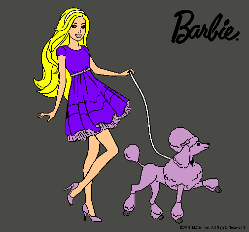 Dibujo Barbie paseando a su mascota pintado por amalia